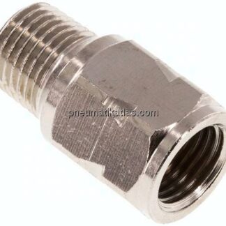 Mini-Rückschlagventil R/Rp 1/4" (AG/IG), Messing vernickelt