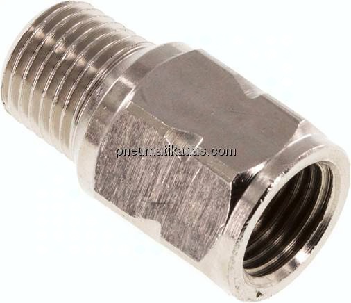 Mini-Rückschlagventil R/Rp 1/4" (AG/IG), Messing vernickelt