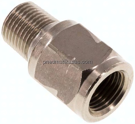 Mini-Rückschlagventil R/Rp 1/8" (AG/IG), Messing vernickelt