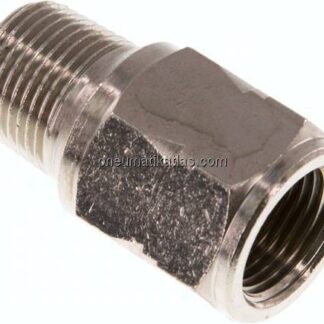 Mini-Rückschlagventil R/Rp 3/8" (AG/IG), Messing vernickelt