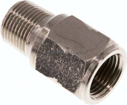 Mini-Rückschlagventil R/Rp 3/8" (AG/IG), Messing vernickelt