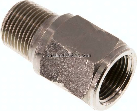 Mini-Rückschlagventil R/Rp 3/8" (AG/IG), Messing vernickelt