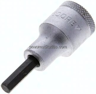 Gedore 1/2"-Schraubendrehereinsatz für Innensechskantschrauben (DIN 7422), Stift brüniert, 60 mm lan