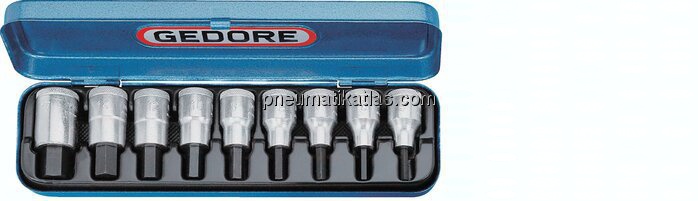Gedore 1/2"-Schraubendrehereinsatz-Set für Innensechskantschrauben (DIN 7422), Stift brüniert, 60 mm