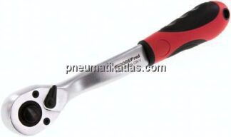 Gedore red 1/2"-Knarre gekröpfte Ausführung, mit 2K-Griff, Umschalthebel und Druckknopfauslösung