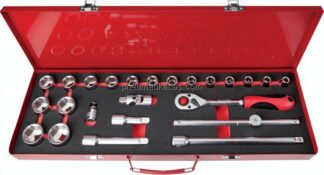 Gedore red 1/2"-24-teiliges Steckschlüsselset im Stahlblechkasten, bestehend aus: Steckschlüsseleins
