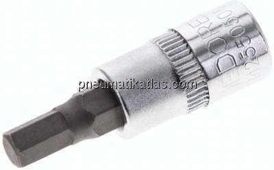 Gedore red 1/4"-Schraubendrehereinsatz für Innensechskantschrauben (DIN 7422), Stift phosphatiert, 3