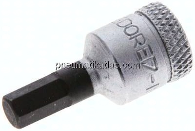 Gedore 1/4"-Schraubendrehereinsatz für Innensechskantschrauben (DIN 7422), Stift brüniert, 28 mm lan