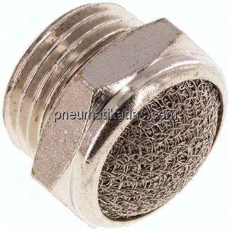 Schalldämpfer G 1/2", Drahtgewebe, Messing vernickelt