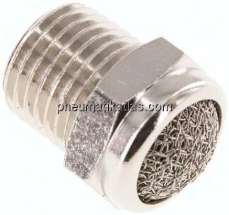 Schalldämpfer NPT 1/4", Drahtgewebe, Messing vernickelt