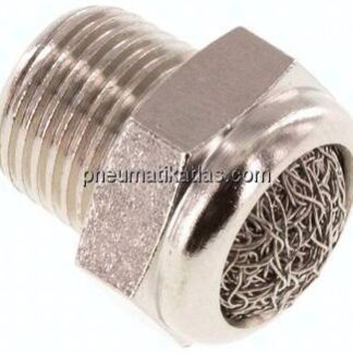 Schalldämpfer NPT 1/8", Drahtgewebe, Messing vernickelt