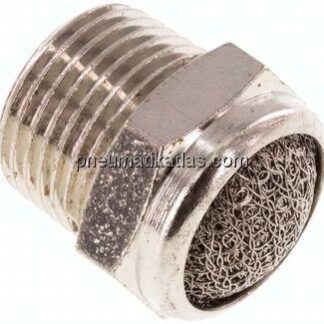 Schalldämpfer NPT 3/8", Drahtgewebe, Messing vernickelt