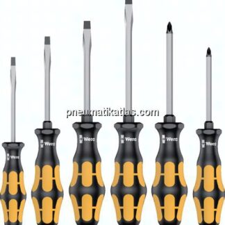 Wera Schraubendreherset, 6-teilig (Schlitz & PH) mit Sechskantklinge mit Schlüsselhilfe, Rack zur Au
