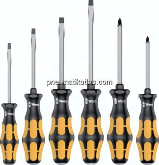 Wera Schraubendreherset, 6-teilig (Schlitz & PH) mit Sechskantklinge mit Schlüsselhilfe, Rack zur Au