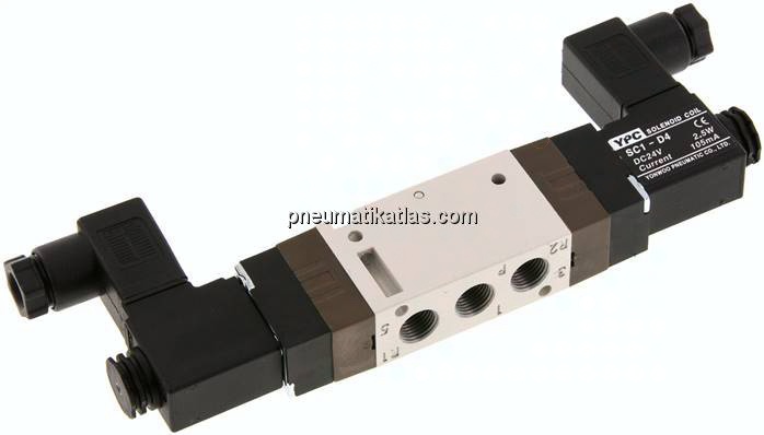 5/2-Wege Magnetventil, G 1/8", Impulsventil, 12 V DC