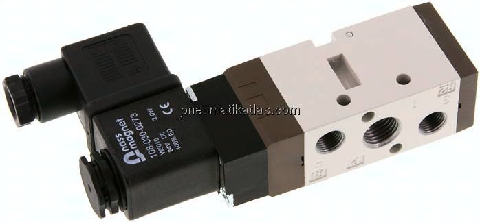 5/2-Wege Magnetventil, G 1/4", Federrückstellung, 115 V AC