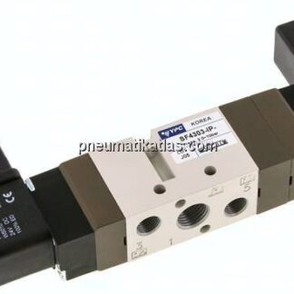 5/3-Wege Magnetventil, G 1/4", Mittelstellung geschlossen, 230 V AC
