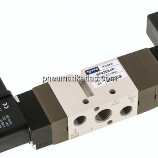 5/3-Wege Magnetventil, G 1/4", Mittelstellung geschlossen, 24 V AC