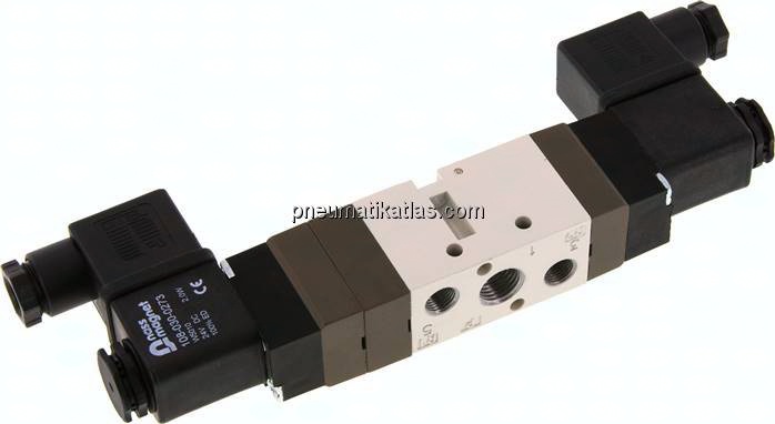 5/3-Wege Magnetventil, G 1/4", Mittelstellung entlüftet, 24 V DC