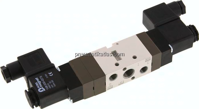 5/3-Wege Magnetventil, G 1/4", Mittelstellung belüftet, 230 V AC