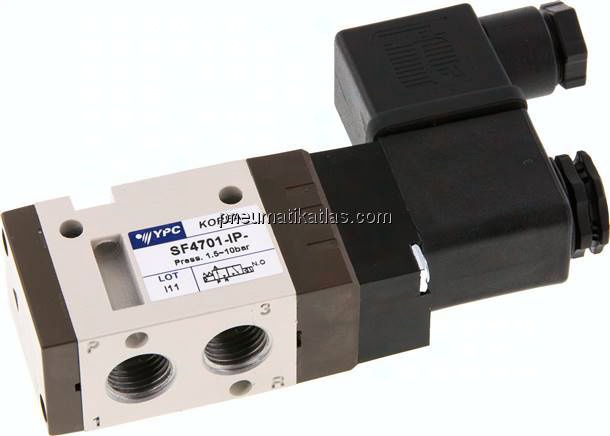 3/2-Wege Magnetventil, G 1/4", Federrückstellung (NO), 12 V DC