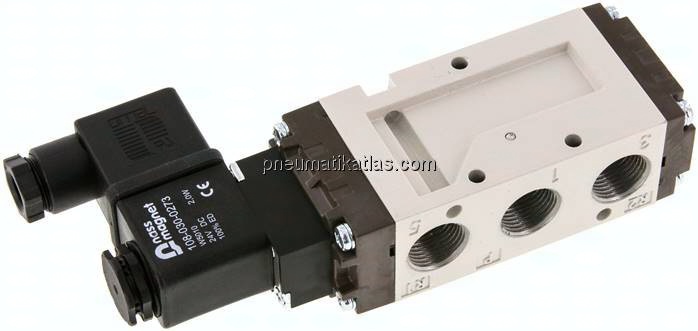 5/2-Wege Magnetventil, G 3/8", Federrückstellung, 12 V DC