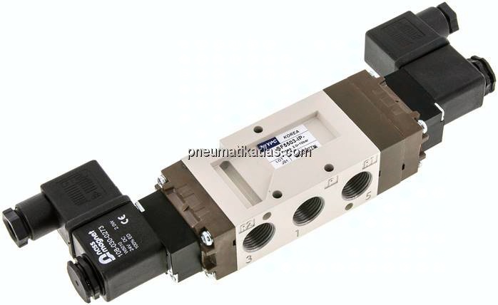 5/3-Wege Magnetventil, G 3/8", Mittelstellung belüftet, 24 V AC