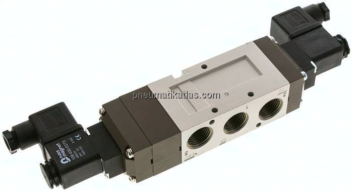 5/3-Wege Magnetventil, G 1/2", Mittelstellung belüftet, 24 V DC