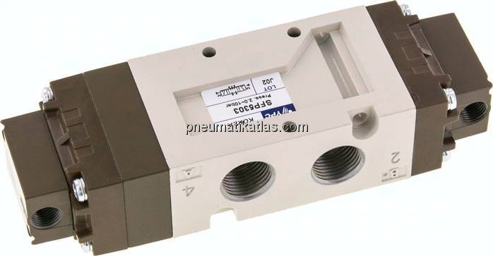 5/3-Wege Pneumatikventil, G 3/8", Mittelstellung geschlossen