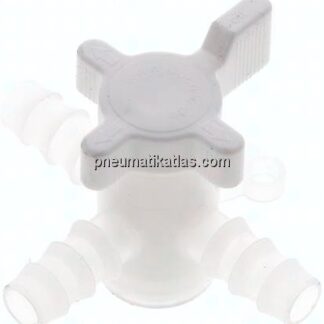 3-Wege Labor-Schlauchhahn (PVDF), 9 (3/8") mm, T-Bohrung