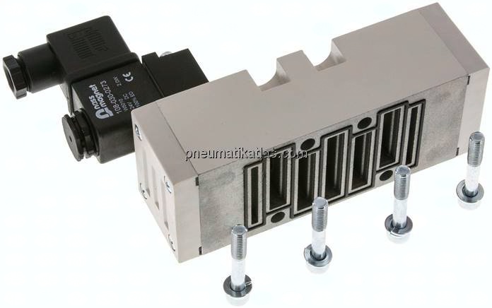 ISO-Ventil (Größe 2), 5/2-Wege, Federrückstellung, 12 V DC