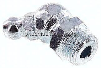 45° Kegelschmiernippel, R 1/8", Stahl verzinkt (6-kant)