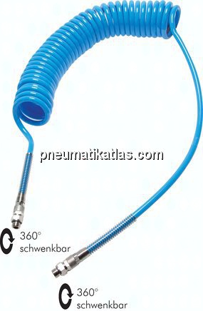 PUR-Spiralschlauch G 1/4"-6 x 4 mm, 3,0 mtr. Arbeitslänge