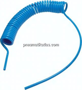 PUR-Spiralschlauch 4 x 2 mm, blau, 2,0 mtr. Arbeitslänge