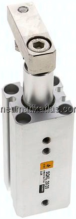Schwenkspanner / Klemmzylinder Ø 20 mm, Klemmhub 20mm linksschwenkend (schwenkt beim Klemmen gegen d