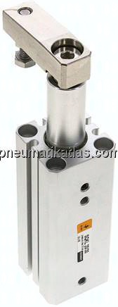 Schwenkspanner / Klemmzylinder Ø 20 mm, Klemmhub 30mm linksschwenkend (schwenkt beim Klemmen gegen d