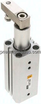 Schwenkspanner / Klemmzylinder Ø 25 mm, Klemmhub 30mm linksschwenkend (schwenkt beim Klemmen gegen d