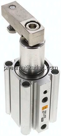 Schwenkspanner / Klemmzylinder Ø 40 mm, Klemmhub 20mm linksschwenkend (schwenkt beim Klemmen gegen d