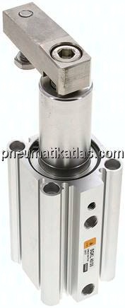 Schwenkspanner / Klemmzylinder Ø 40 mm, Klemmhub 30mm linksschwenkend (schwenkt beim Klemmen gegen d