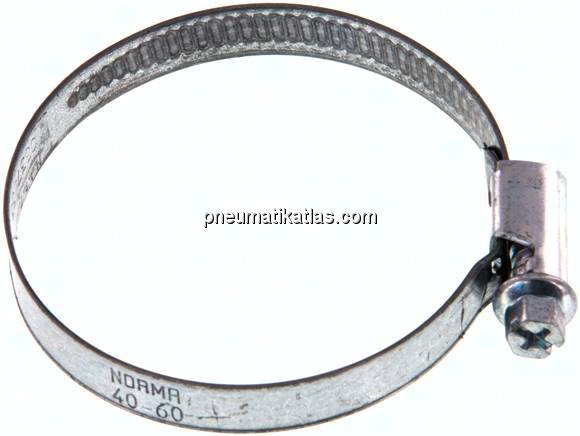 9mm Schlauchschelle 40 - 60mm, Stahl verzinkt (W1) (NORMA)