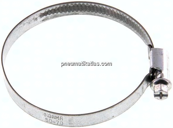 9mm Schlauchschelle 50 - 70mm, Stahl verzinkt (W1) (NORMA)
