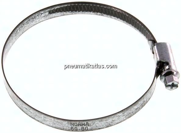 9mm Schlauchschelle 60 - 80mm, Stahl verzinkt (W1) (NORMA)