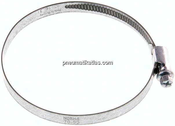 9mm Schlauchschelle 70 - 90mm, Stahl verzinkt (W1) (NORMA)