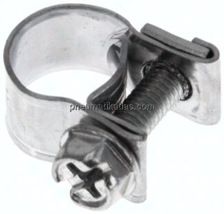 9mm Mini-Schlauchschelle, 8 - 10mm, Stahl verzinkt (W1)