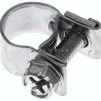 9mm Mini-Schlauchschelle, 8 - 10mm, Stahl verzinkt (W1)