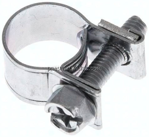 9mm Mini-Schlauchschelle, 10 - 12mm, Stahl verzinkt (W1)