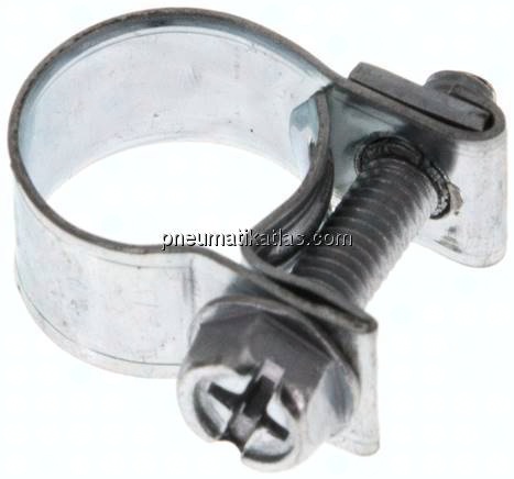 9mm Mini-Schlauchschelle, 11 - 13mm, Stahl verzinkt (W1)