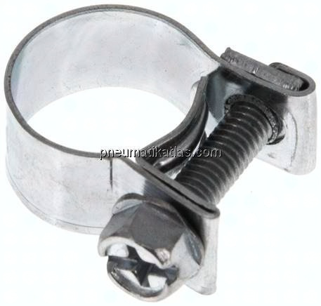 9mm Mini-Schlauchschelle, 12 - 14mm, Stahl verzinkt (W1)