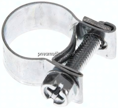 9mm Mini-Schlauchschelle, 13 - 15mm, Stahl verzinkt (W1)