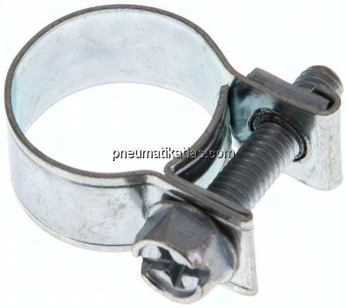 9mm Mini-Schlauchschelle, 14 - 16mm, Stahl verzinkt (W1)